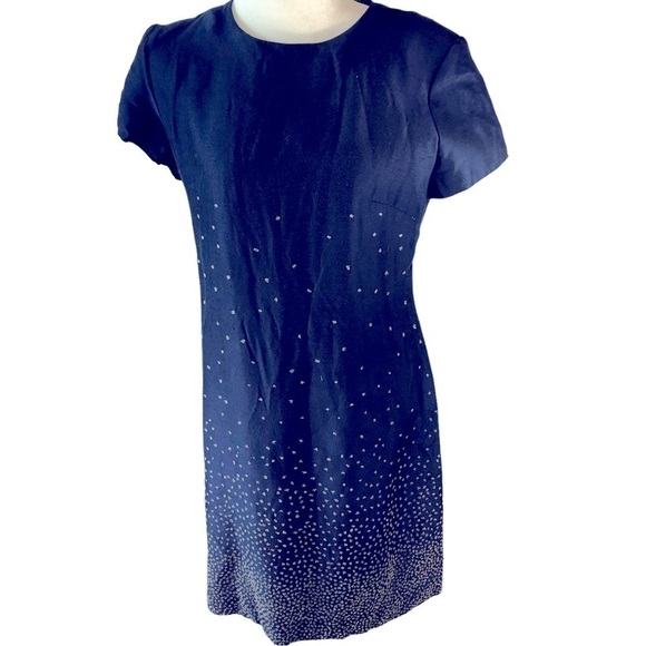 Jeffrey and Dara Shift Dress With Beaded Star Embellishments Women 6 Navy - Picture 1 of 7